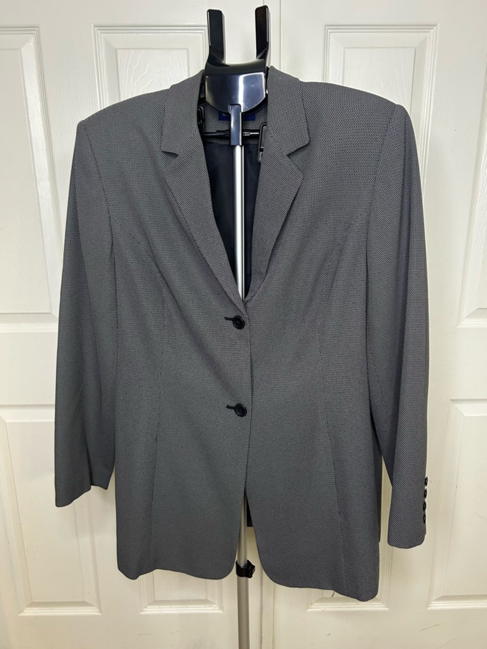 Karen Scott 90’s Black and White Women's Blazer - Two-Button Professional Jacket